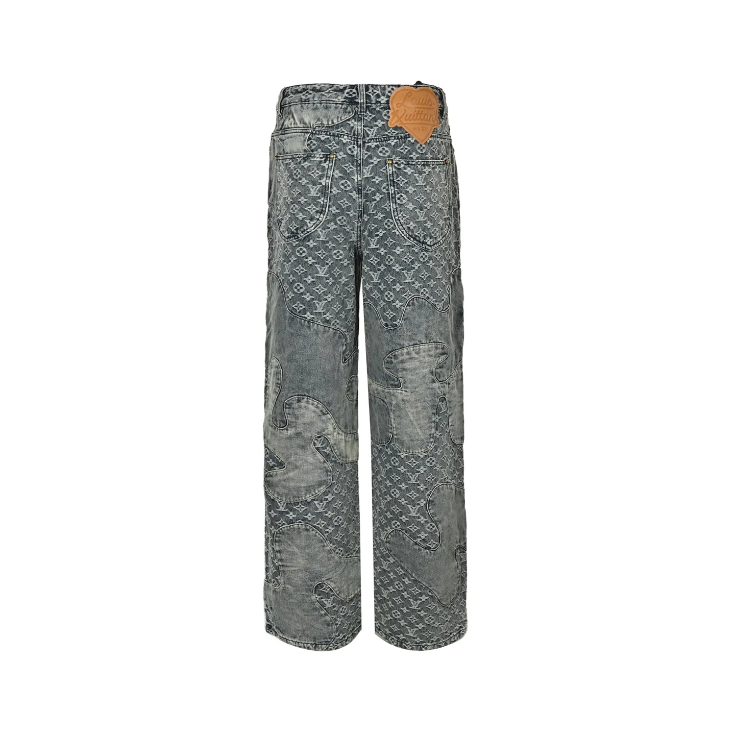 Louis Vuitton/Louis Vuitton love leather brand old flower jacquard jeans